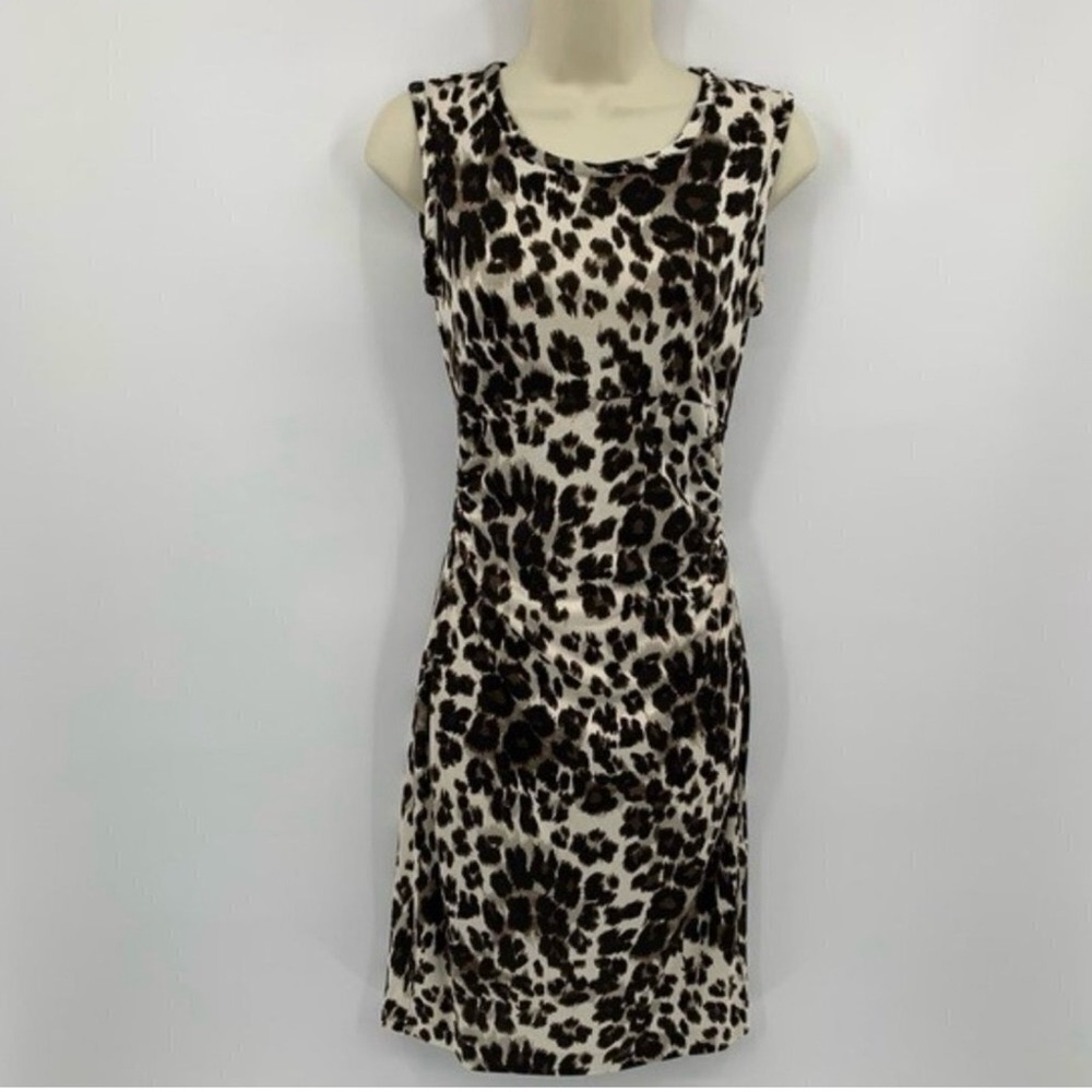 NWT Diane Von Furstenberg Black and Cream Animal Print Mini Dress